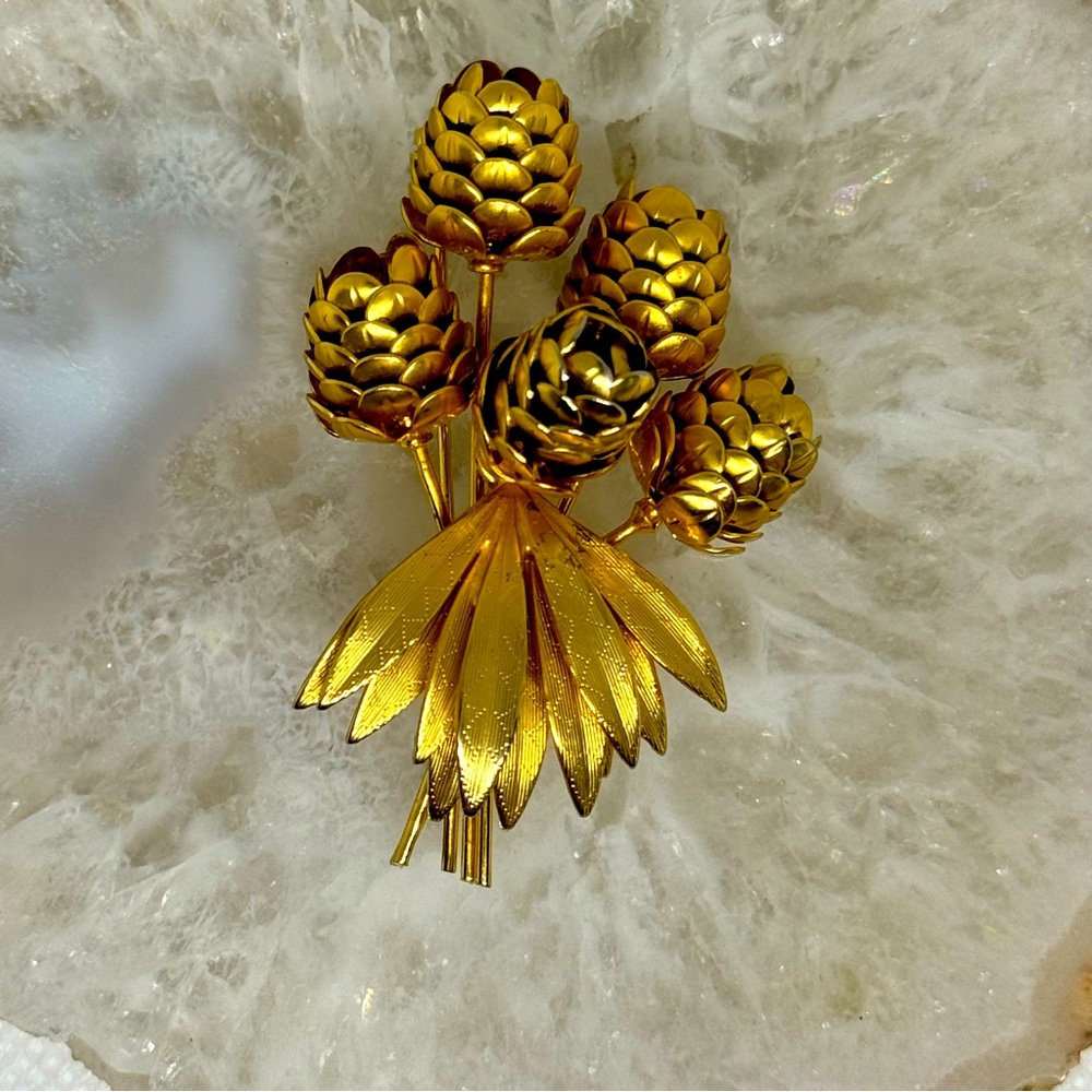 Mr. John Bouquet of Golden Pine Cones Pin Brooch, c. 1950's